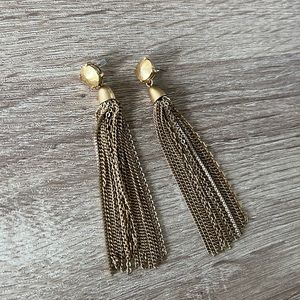 Stella & Dot gold tassel earrings